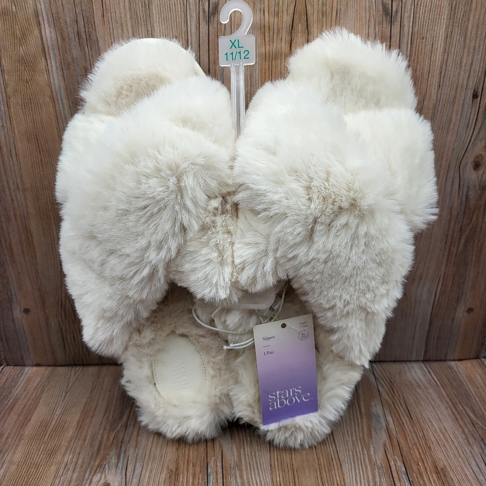 Women’s Paris Crossband Fur Slippers - Stars Above Cream XL (11/12)